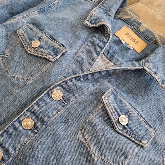 Paige Denim Button-Up Dress Mayslie Dress Hailey Denim Sz M - Picture 16 of 16